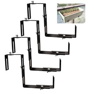 Adjustable Planter Box Brackets, Window Boxes Planters, Heavy-Duty Planters Hanging Flower Box Holders,for Mounting Railing Windowsills, Garden, Fences, and Balcony (4 Pack Black)