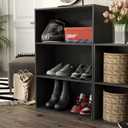 Homes: Inside + Out Apexa 3-Tier Cube Storage Organizer Shelves, Stackable Wood Bookcase Fits Cubby Bins for Organization, Dorm Teen Room Decor & Home Office, Black