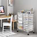 Simple Houseware Utility Cart with 15 Drawers Rolling Storage Art Craft Organizer, Chrome