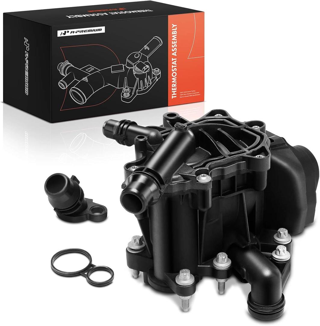 A-Premium Engine Coolant Thermostat Housing Assembly with Sensor Compatible with BMW 330e, 330i, 330i GT xDrive, 530i, 530i xDrive, 530e, 530e xDrive, X3, 430i, 430i Gran Coupe, 740e xDrive, 230i, X4