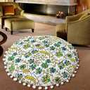 18 Inch Round Pillow Cover Only Floor Cushion Covers Seating Pillows For Adults Kids Poufs Mandala Seats Case Hippie Cushions Cases Boho Living Room (18 Pillow Cover ,Without Filler)