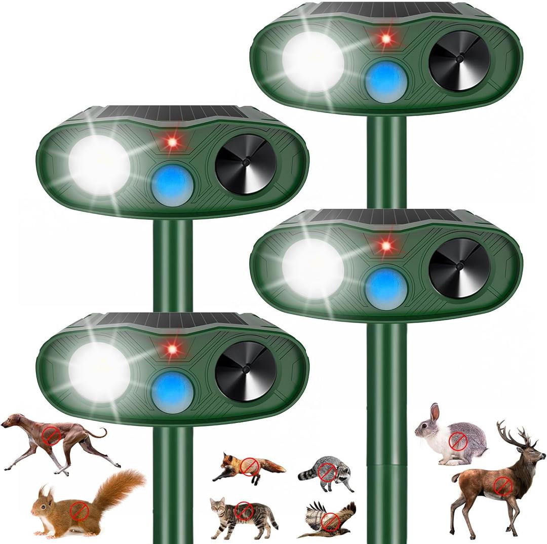 2026 Sonic Fortress Pro Deer Repellent Devices, Racoon Repellent Outdoor Squirrel Fortress Pro Animal Repeller Cat Deterrent with Motion Sensor& Light to Scare Bear Rabbit Skunk for Garden Yard(4)