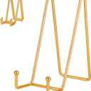 IBosins Pack of 5 8 Inch Plate Holder Display Stands, Large Metal Gold Frame Stand for Picture, Book, Photo Easel, Creation, Collectibles