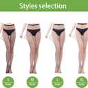 Confonze Fishnet Stockings Womens High Waist Tights Sexy Sheer Mesh Pantyhose (Blue, XL)