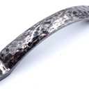 Jetland Arched Hammered Cabinet Pulls - 4-Pack, Aged Silver, 4" Hole Centers, Rustic Solid Cast Handle Pulls for Dresser Nightstand Furniture, HT0611OS102