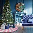 Swirl Stripe Christmas Tree Skirt 48 inches Sweet Candy Cane Pink Christmas Decorations Xmas Tree Mat Holiday Party Home Decorations (Pink, 48in)