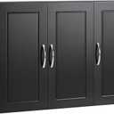 SoBuy Wall Cabinet Laundry Room, Medicine Cabinet for Bathroom Kitchen Garage, 3 Doors Wall Storage Cabinet with Adjustable Shelf, Black FRG231-L-SCH