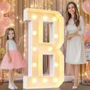 Pooqla 4 FT Marquee Light Up Letters, Marquee Letter Lights 4 Feet Tall, Giant Letter Sign Big Mosaic Letters for Balloons Birthday Party Anniversary Wedding Decorations, Warm White Decor B