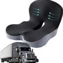 Memory Foam Seat Cushion for Truck Driver Office Chair Cushion Home Chair Cushion Car Seat Cushion Non Slip Pad Sitting Ergonomic Cushions for Office Workers Car Drivers (Black & Gray)