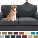 XINEAGE 2026 New 3 Pieces Couch Covers for 2 Cushion Sofa Super Stretch Loveseat Slipcover Pet Dog Universal Slip Cover Anti Slip Love Seat Furniture Protector (Dark Gray, 55"-69")