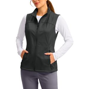 Soothfeel Women's Vest with Zipper Pockets Lightweight Softshell Sleeveless Jacket Hiking Travel Golf Running Vest for Women, S