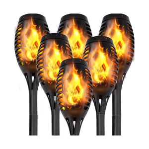Maggift 12 pack Solar Torch Lights with Flickering Flame, Waterproof, Dusk to Dawn LED Lights for Garden Patio Pathway Walkway Landscape, Black