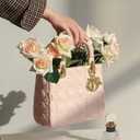 Flower Plastic Bouquet Bud Vases Small Home Decor Living Room Modern Square Unique Entryway Coffee Table Wedding (Pink,11 * 7.8in)