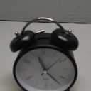 Twin Bell Loud Alarm Analog Alarm Clock, 4 inch Super Silent Non Ticking Small Clock with Night Light, Battery Operated, Simple Design, Old Fashioned, for Heavy Sleeper, Bedroom, Bedside, Desk, Black