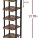 Vertical Shoe Rack, Shoe Shelves with 2 Hooks, Wood Shoe Organizer for Entryway, Shoe Tower for Small Spaces, Free Standing (Rustic Brown, 8 Tier)