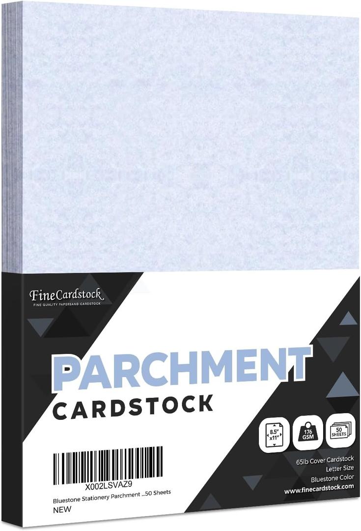 Bluestone Stationery Parchment Recycled Paper | 65Lb Cover Cardstock | 8.5 x 11 Inches | 50 Sheets Per Pack