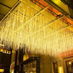 LED Icicle Christmas Lights, 13FT 96 LEDs Fairy String Lights Extendable Curtain 8 Modes Dangling Twinkle Novelty Hanging Lights for Ceiling Party Window Decorations, Warm White 4M