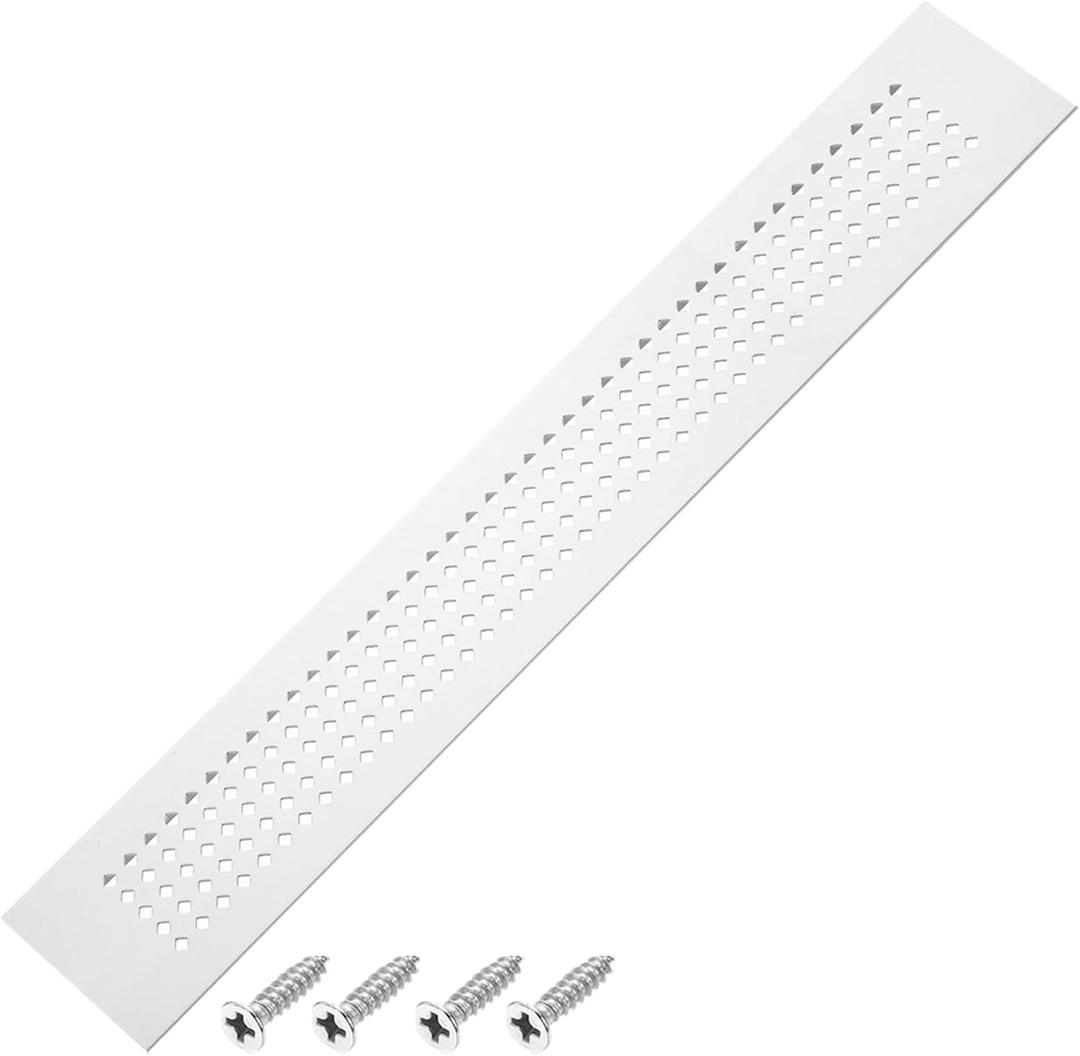 PATIKIL 24 x 2 Inch Door Air Vent Cover, Aluminum Grille Ventilation Cover Louvered Diamond Hole with Mounting Screws for Cabinet Wardrobe Door, Silver
