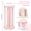 POVETIRE Bow Holder for Girls Hair Bows,Pink Hair Bow Organizer, Hair Clips Stand Hair Accessories Rack Display Decors Baby Nursery Toddler Girls Room-Log Pink