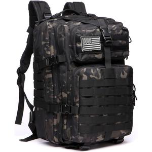 50L Sturdy Nylon Waterproof Fishing Hunting Backpack Outdoor Military Rucksacks Tactical Sports Camping Hiking Bags (Camo Black)