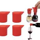 Champagne Stoppers Set of 4,Reusable Silicone Wine Stopper, Airtight Seal for Freshness,Dishwasher Safe and Unbreakable,Perfect for Parties and Gifts,Red 4pcs