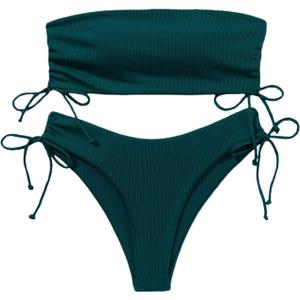 Bandeau Bikini Set Swim Suits for Women 2024 Strapless Bathing Suits 2 Piece Size M