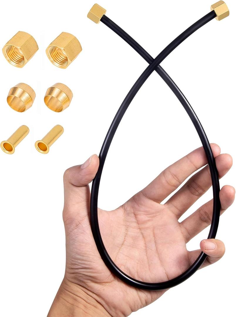 1/4inch Air Compressor Unloader Tube Kit,Compatible Air Compressor Tube Unloader Hose 15",Contains ferrule/inserts/nuts