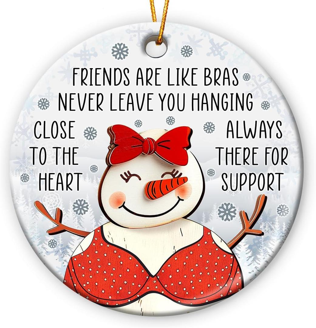 Friendship Christmas Ornaments 2025, Funny Friends Gifts for Hanging Christmas Decorations, Cute Friendship Ornaments for Women, Sisters, Double Sided Ceramic Ornament, Bestie Gifts (17)