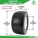 (2-Pack) 13x6.5-6 Flat Free Lawn Mower Tires & Wheels, 13x6.50-6 Solid Tires for Riding Mowers, Garden Tractors & Golf Carts, 3" Centered Hub with 3/4" & 5/8" Bearings Included