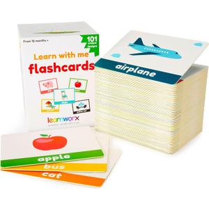 LearnWorx 101 Baby Flash Cards for Toddlers 1-3 | Award Winning First Words Toddler Flash Cards | Speech Toys Help Learn Objects, Numbers & Play Games - Big Toddler Learning Flashcards Preschool Kids