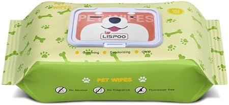 LISPOO Pet Wipes -Cleaning and Grooming for All Pets, Alcohol-Free Portable Pack, Gentle for Face, Body, Paws and Butt-Thick Nonwoven Fabric-80 Count, 3Pack BBD: 3/14/2027
