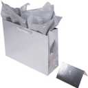 Lyforpyton Large Gift Bags with Tissue Paper 13"x4.3"x10.2" Silver Gift Bags for Father's Day, Birthday Party, Wedding, Baby Shower