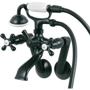Kingston Brass KS269MB Kingston Tub Wall Mount Clawfoot Tub Faucet with Hand Shower, Matte Black