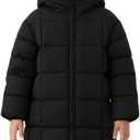 Girl Winter Coat - Kids Toddler Quilted Puffer Long Warm Jackets with Hood and Two Pockets, 6-7 years
