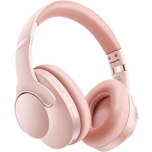 Noise Cancelling Headphones Wireless Over Ear, 50 Hours Playtime, Bluetooth 5.4 Headphones, Music & Gaming Headphone with Microphone, HiFi Stereo, Deep Bass, Soft Earpads for Cellphone/PC (#1 Pink)