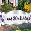 Happy 30th Birthday Decorations,30th Purple Balloon Large Birthday Hanging Banner Sign,Cheers to Thirty Years Old Bday Party Supplies