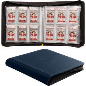 X PRO Graded Card Binder - Holds 60 Graded Slabs, Suitable for PSA and CGC Slabs | 6 Pocket Slab Binder Design | Ringless PSA Slab Binder | PSA Slab Case (Midnight Blue)