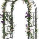 Plow & Hearth Arch Metal Outdoor Garden Arbor | Montebello | 7 Feet Tall | Steel Iron Trellis Lattice for Climbing Plants & Heavy Vines | Wedding Outdoor Patio Décor