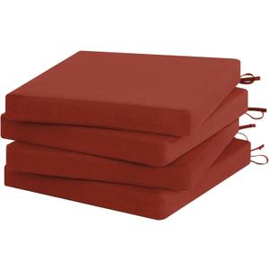Favoyard Outdoor Chair Cushion Set of 4 Rainproof & Color Fade Resistant 17 x 16 x 2 in Square Corner Patio Furniture Cushions with Waterproof Hidden Zipper Attach Ties for Dining Table Chairs Seats