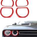 Voodonala for Challenger Headlight Headlamp Accents Enhancements Cover Bezels Ring Cover Trim for 2015-2025 Dodge Challenger Exterior Accessories ABS Red, 4pcs
