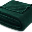 Exclusivo Mezcla Fleece Blankets Queen Size for Bed, Super Soft and Warm, All Season, Cozy, Plush, Lightweight, 90x90 Inches, Forest Green
