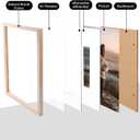 KINLINK 8x10 Picture Frame Natural, Solid Wood Frames with Acrylic Plexiglass for Pictures 4x6/5x7 with Mat or 8x10 without Mat, Tabletop and Wall Display Photo Frame, Set of 4