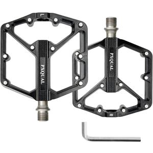 Mountain Bike Pedals MTB Bicycle Flat Pedals 3 Sealed Bearings Aluminum 9/16" Lightweight Platform for Road MTB (Black)