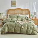 AMWAN King Size Comforter Set Olive Green 3 Pieces King Boho Floral Bedding Set, All Season King Bedding Sets with 1 Comforter and 2 Pillowcases, Soft Thick Aesthetic Comforter Sets (King (104"x90"), Mc-olive Green)