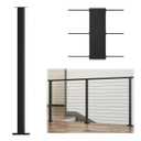 Muzata Black Cable Railing Post 42 Inch 42"x2"x2" Level Drilled Surface Mount T304 Stainless Steel Cable Railing System Kit Indoor Outdoor with Paper User Guide PS02 BH4L