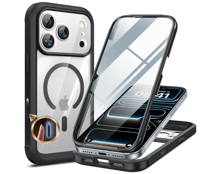 Miracase for iPhone 17 Pro Max Case 6.9" FullBody Phone Case with Builtin Glass Screen Protector& Full Camera Protector,[Magnetic with MagSafe] Drop Proof 17 ProMax Cover, Clear