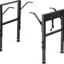 OLBRUS 19.6-Inch Depth Workbench Frame, Height Adjustable 28.5" to 33.8",Set of 4 Metal Table Legs with Floor Protectors, Heavy Duty DIY Furniture Legs for Study DeskPower Outlets/Rubber Pad
