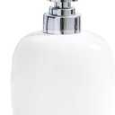 White Ceramic Soap Dispenser,12 OZ Leak-Proof Pump,Refill Countertop Hand Liquid Lotion Dispenser for Bathroom Kitchen(White Oval)