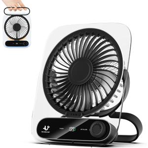 Simpeak Desk Fan Usb Rechargeable Fan, 199 Speed Portable Travel Fan, Operated 3-10 Hours, Silent Personal Small Table Fans for Bedroom Office Summer Outdoor (Black)