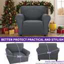 ZNSAYOTX Super Stretch Chair Slipcover Universal Sofa Chair Covers for Living Room Dogs Pet Furniture Protector Spandex Armchair Slipcovers with Anti Slip Foam Sticks (Dark Grey, Chair)